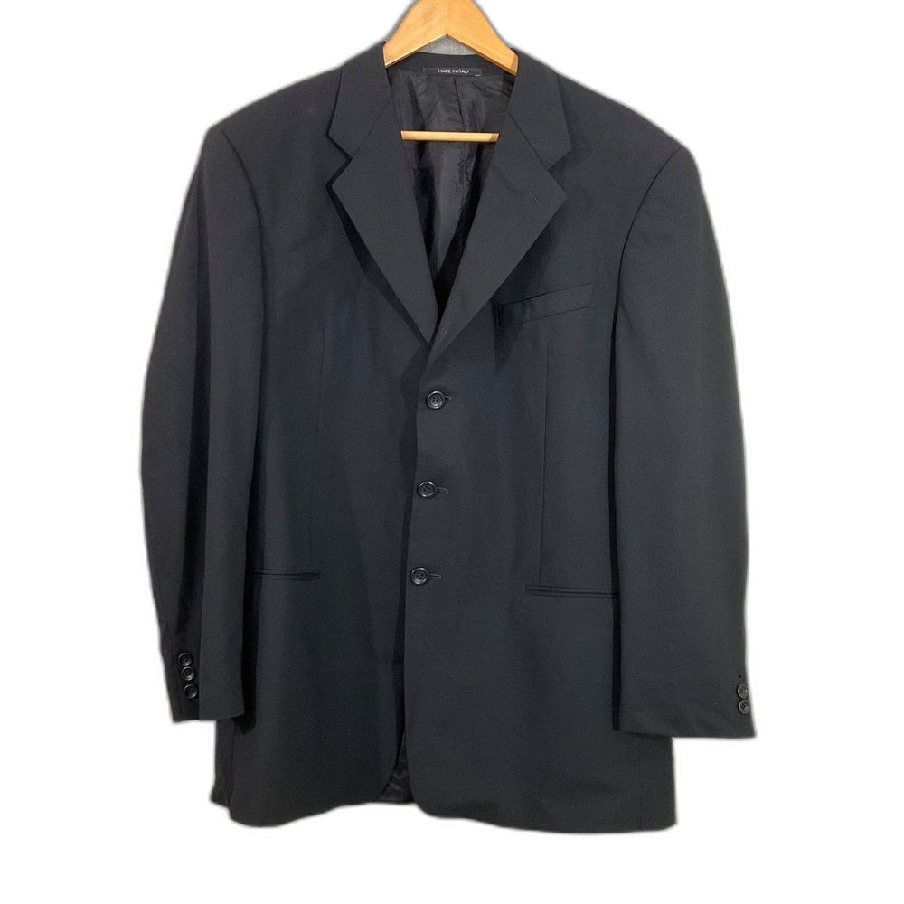 Armani Collezioni Made In Italy Wool Blazer Sports Jacket Men’s Sz 44 R black *